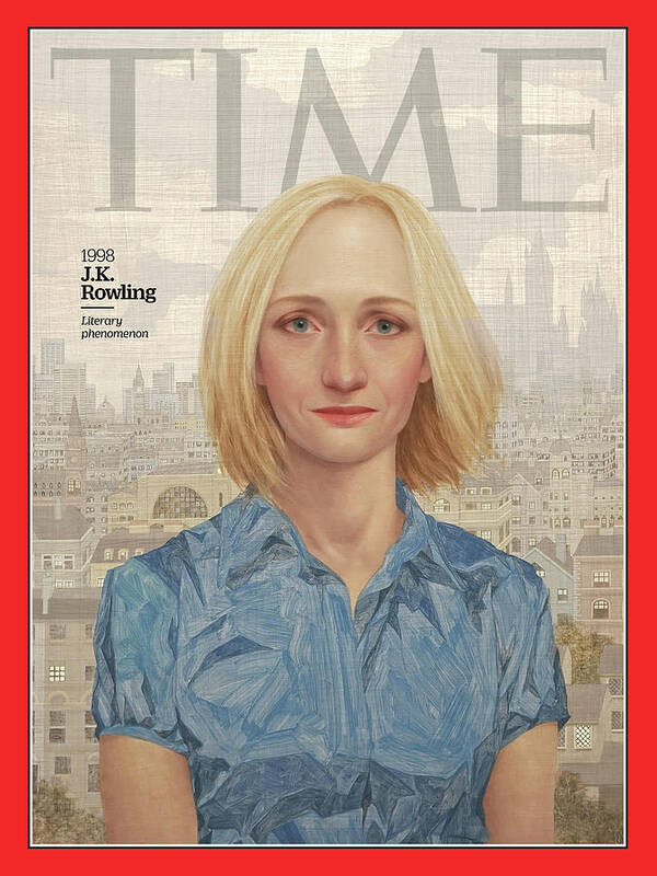 Time Poster featuring the photograph J.K. Rowling, 1998 by Illustration by Lu Cong for TIME