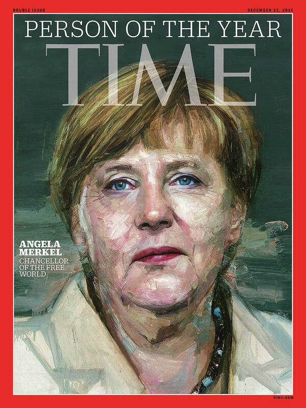 2015 Person Of The Year Poster featuring the photograph 2015 Person of the Year - Angela Merkel by Painting by Colin Davidson for TIME
