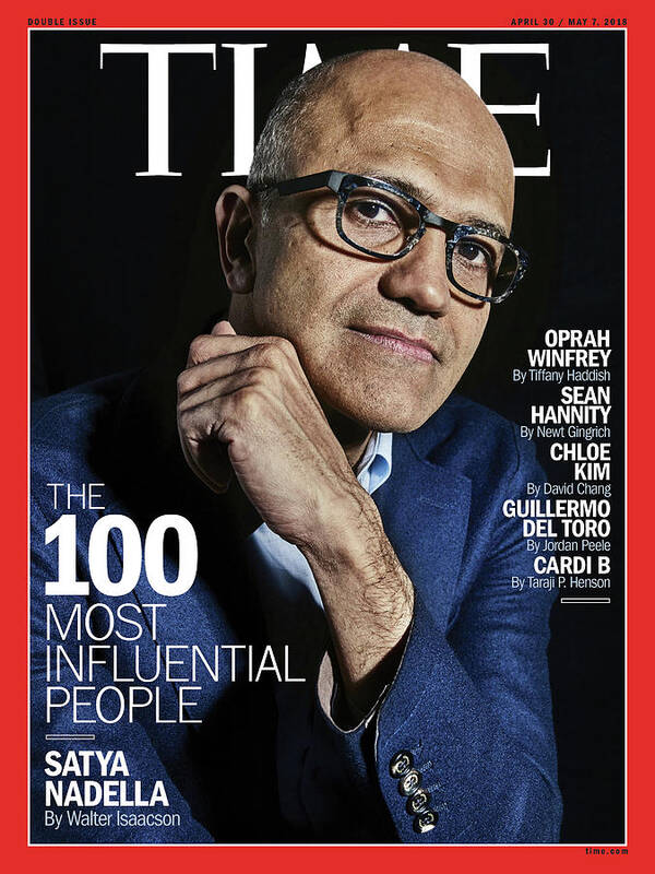 Time 100 Poster featuring the photograph The 100 Most Influential People - Satya Nadella by Photograph by Peter Hapak for TIME