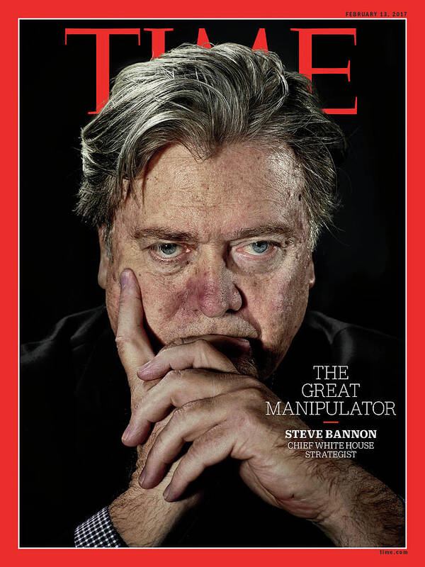 Steve Bannon Poster featuring the photograph The Great Manipulator - Steve Bannon by TimePhotograph by Nadav Kander for TIME