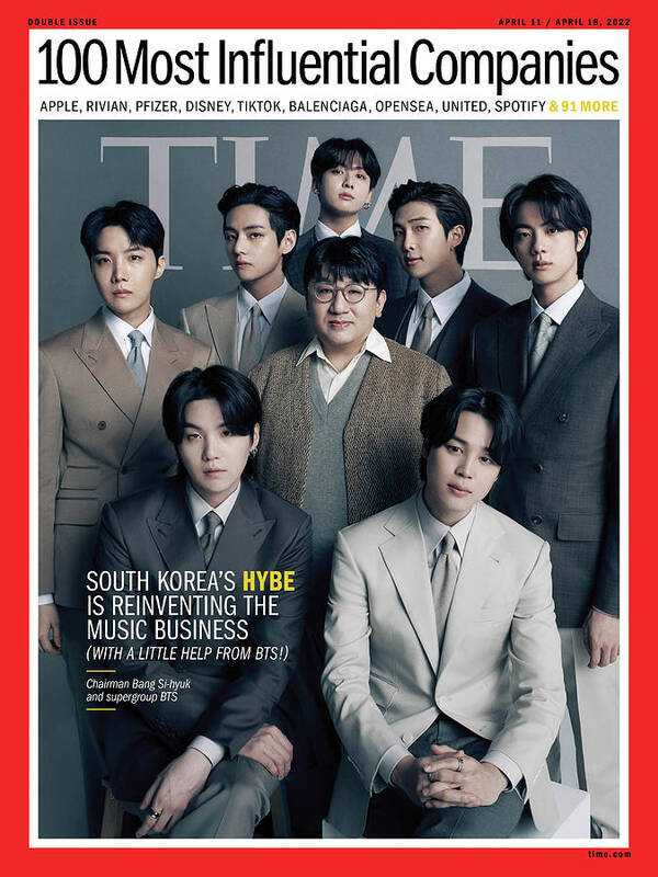 Time 100 Companies Poster featuring the photograph TIME 100 Companies - HYBE and BTS by Photograph by Hong Jang Hyun for TIME