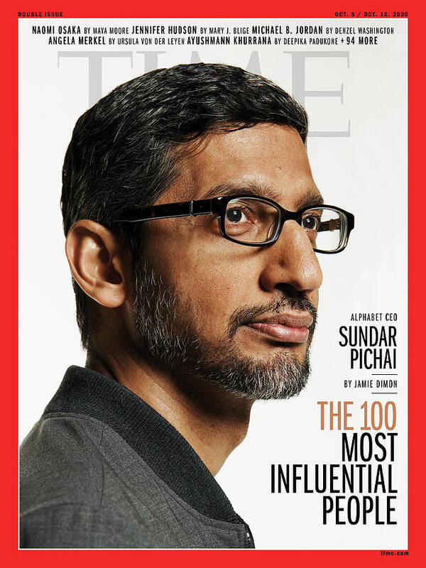2020 Time 100 Most Influential People Poster featuring the photograph TIME 100 - Sundar Pichai by Photograph by Paola Kudacki for TIME