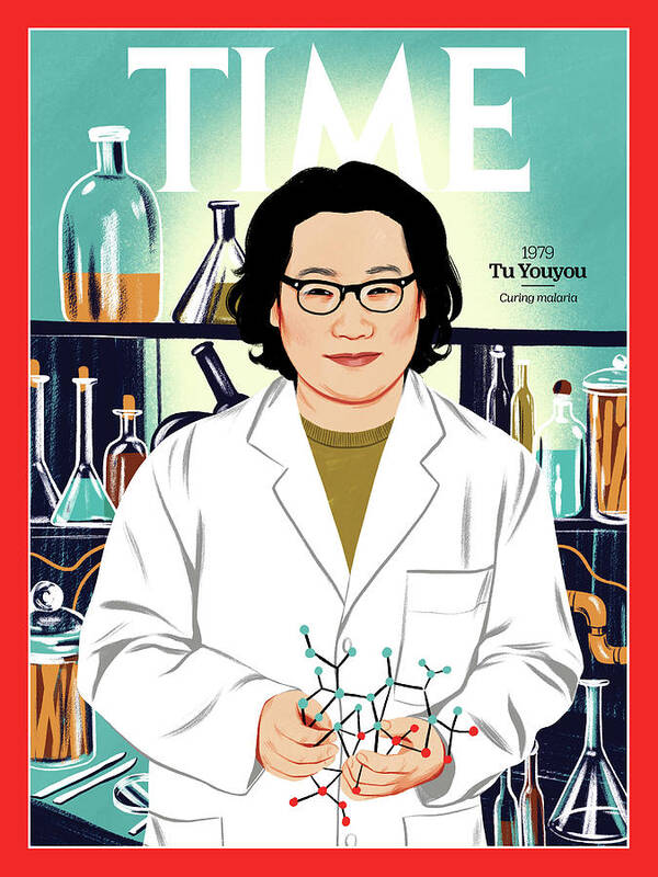 Time Poster featuring the photograph Tu Youyou, 1979 by Illustration by Bijou Karman for TIME