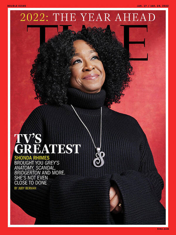 Time 2022 The Year Ahead Poster featuring the photograph TV's Greatest - Shonda Rhimes by Photograph by Djeneba Aduayom for TIME