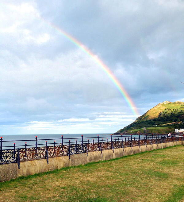 Rainbow Over Bray Head Poster featuring the digital art  Rainbow Over Bray Head by Desmond Joseph Reilly