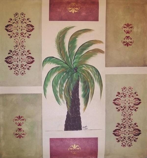 Tuscan Poster featuring the painting Windy Day Palm #1 by Cindy Micklos