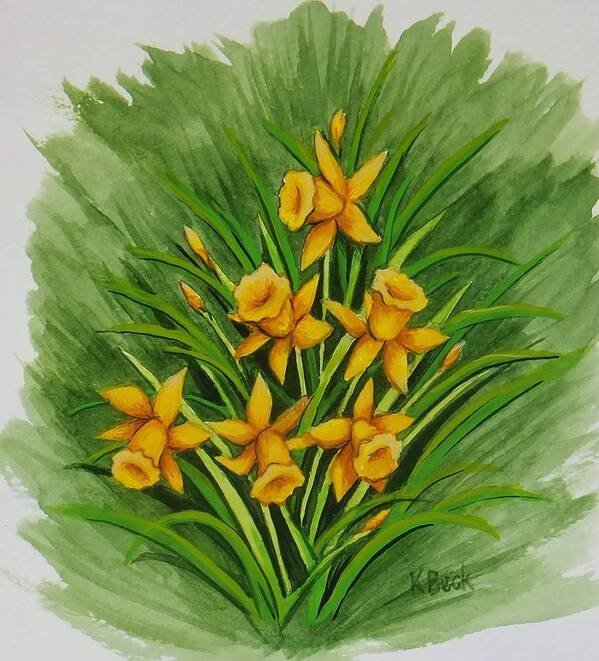 Print Poster featuring the painting Daffodils by Katherine Young-Beck