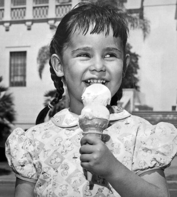 1948 Poster featuring the photograph Girl With Ice Cream Cone by Underwood Archives