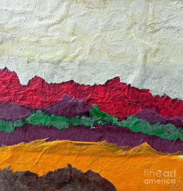 Landscape Poster featuring the mixed media Abstract Red Hills by Patricia Tierney