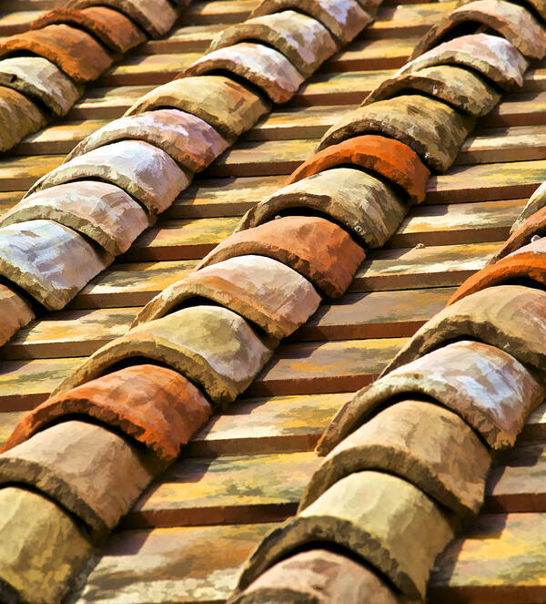 Abstract Poster featuring the photograph Aged Terracotta Roof Tiles II by David Letts