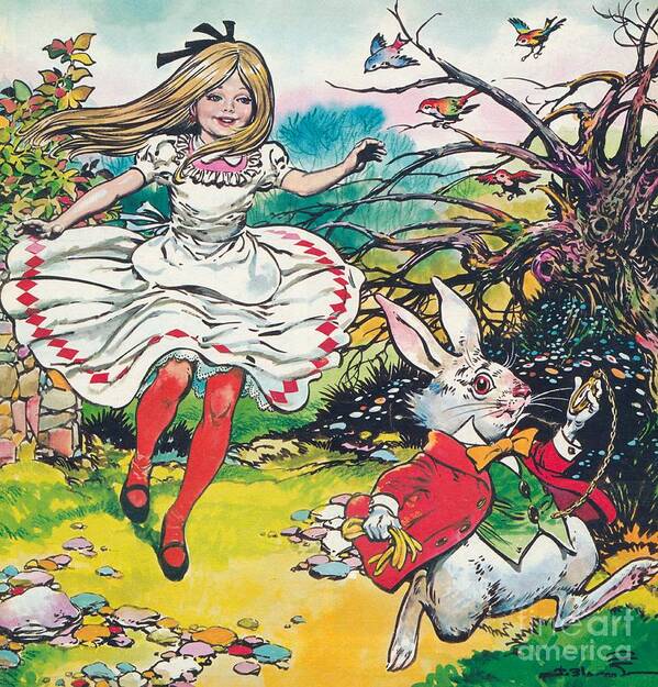 Alice In Wonderland Poster featuring the painting Alice in Wonderland by Jesus Blasco