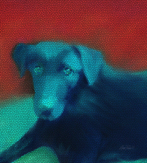 Dog Poster featuring the digital art animals - dogs -Red and Blue by Ann Powell