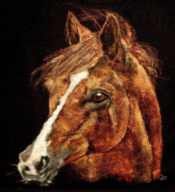 Red Thoroughbred Close Up Poster featuring the painting Big Red by Carol Russell