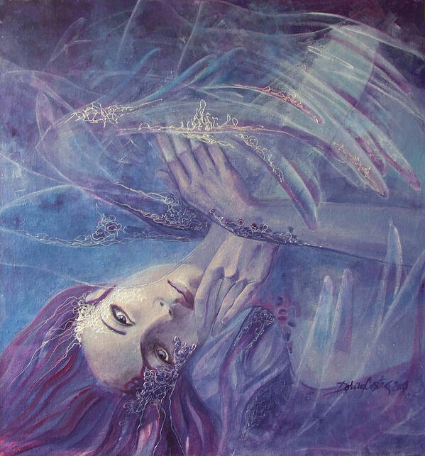 Lace Poster featuring the painting Broken wings by Dorina Costras