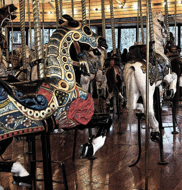 Carousel Poster featuring the photograph Carousel War Horse by Jani Freimann