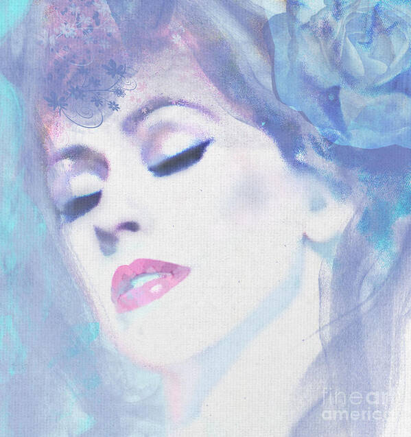 Beautiful Woman Portrait Poster featuring the digital art Dusty Blues by Kim Prowse