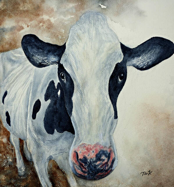 Cows Poster featuring the painting Good Mooo to Youuu by Thomas Kuchenbecker