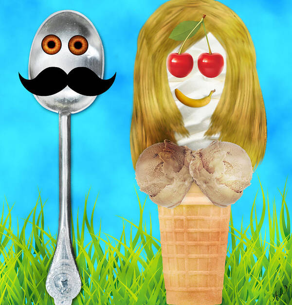 Contest Poster featuring the digital art Ice Cream Couple by Ally White