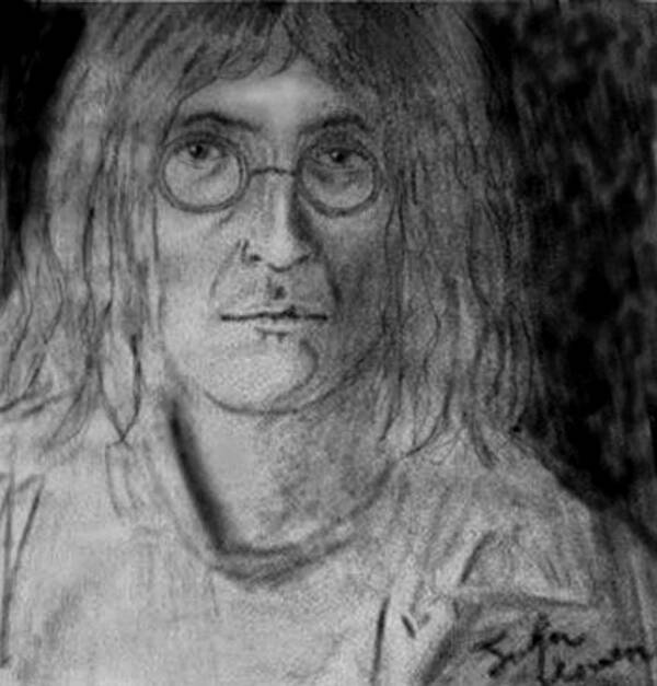 People Poster featuring the drawing John Lennon Number 9 by Rodger Larson