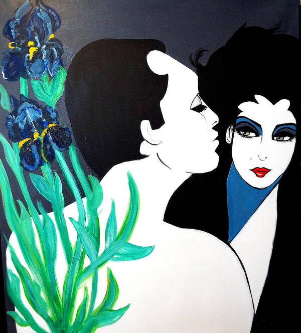 Just A Little Kiss Poster featuring the painting Just A Little Kiss by Nora Shepley