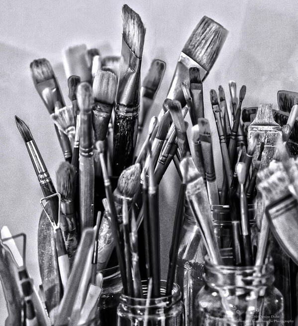 Paint Brushes Poster featuring the photograph Keys to the Eye of Life bw By Denise Dube by Denise Dube