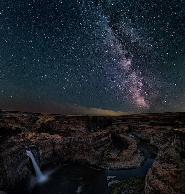 Palouse Poster featuring the photograph Milky Way Over Palouse Falls by Lydia Jacobs