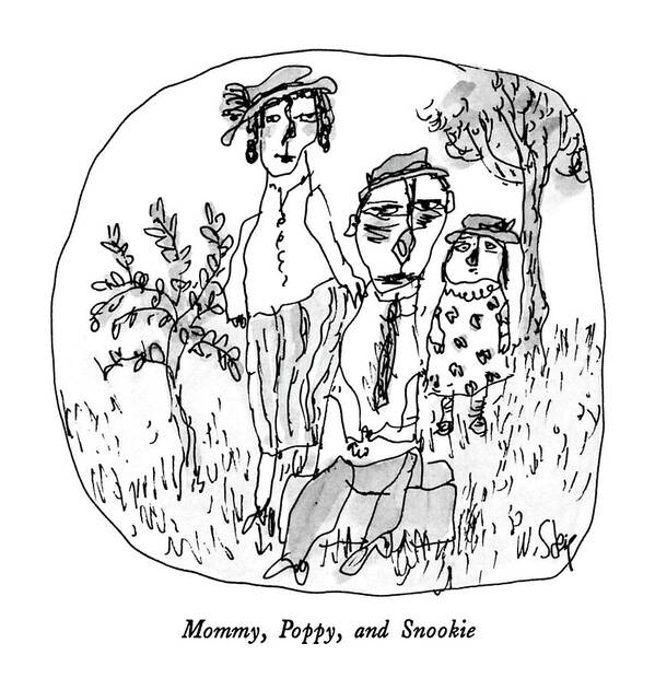 Mommy Poster featuring the drawing Mommy, Poppy, And Snookie by William Steig