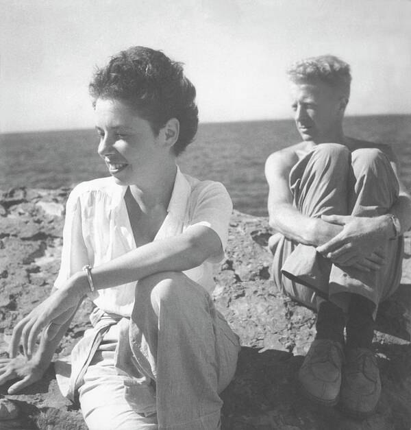 Literary Poster featuring the photograph Paul And Jane Bowles At A Beach by Cecil Beaton