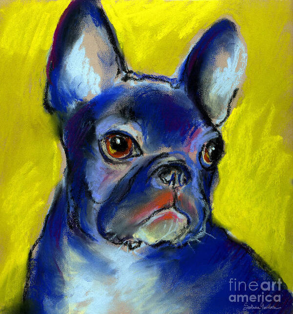 French Bulldog Poster featuring the painting Pensive French Bulldog portrait by Svetlana Novikova