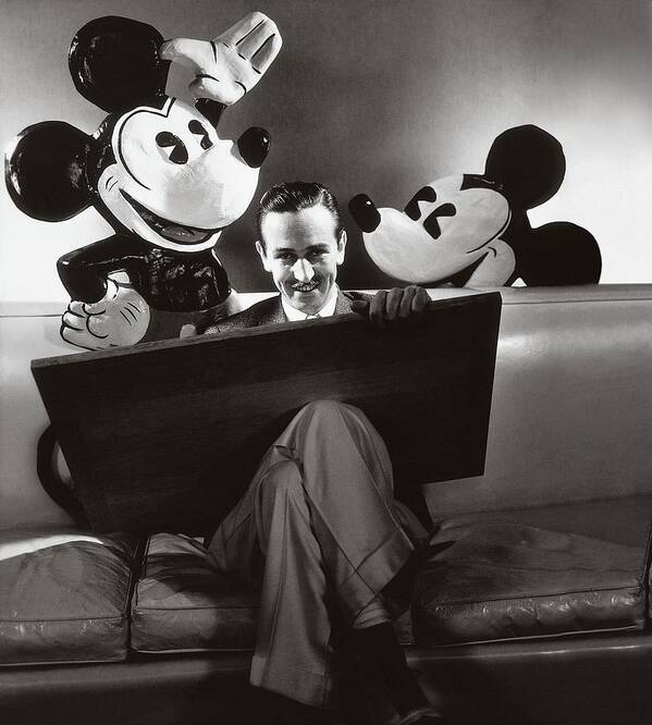 One Person Poster featuring the photograph Portrait Of Walt Disney Sitting With Open Cartoon by Edward Steichen