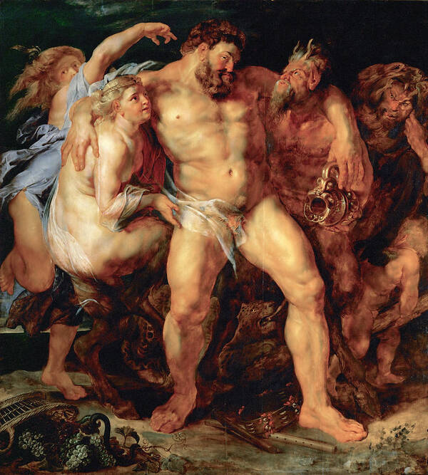 Peter Paul Rubens Poster featuring the painting The Drunken Hercules by Peter Paul Rubens