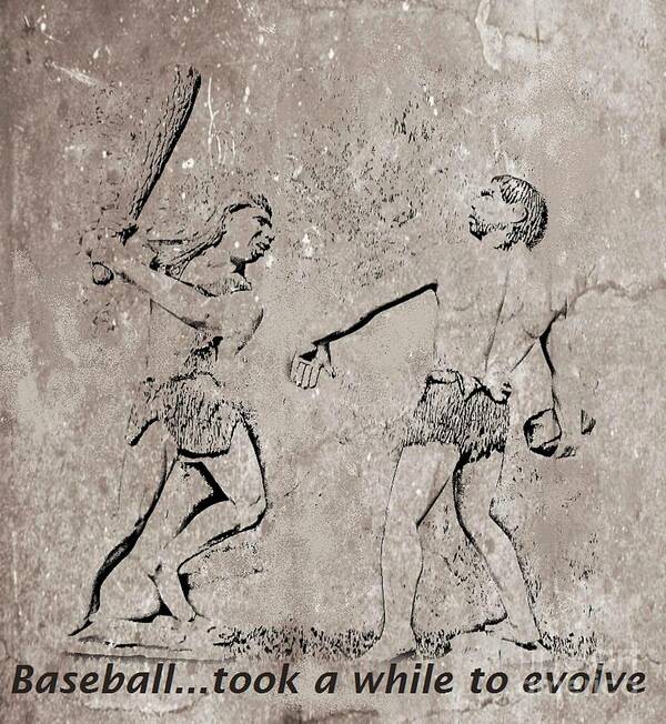 The Evolution Of Baseball Poster featuring the digital art The Evolution of Baseball by John Malone