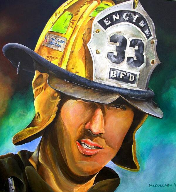 Firefighting Firefighter Buffalo Engine Fire Poster featuring the painting Buffalo Engine 33 by William McCullagh
