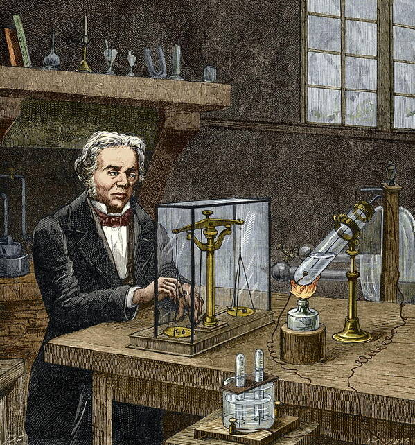 Michael Faraday Poster featuring the photograph Faraday's Electrolysis Experiment, 1833 by Sheila Terry
