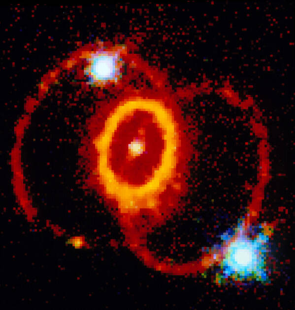 Sn1987a Poster featuring the photograph Rings Around Supernova Remnant Sn 1987a by Nasaesastscic. Burrows