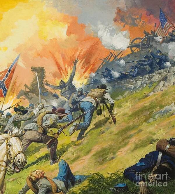 Battle Of Gettysburg Poster featuring the painting The Battle of Gettysburg by Severino Baraldi