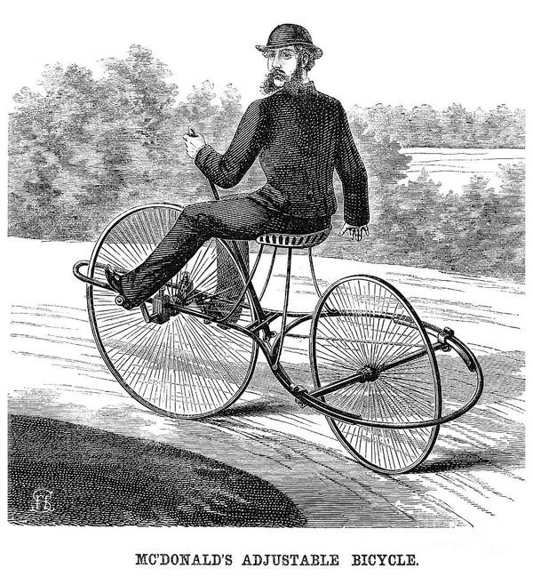 1860s Poster featuring the photograph Bicycling, 1869 #1 by Granger