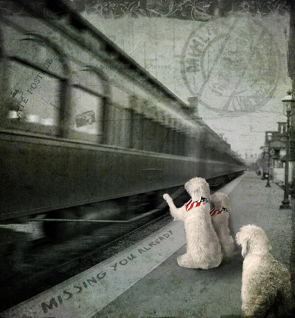 Train Poster featuring the painting A Sad Goodbye by Suni Roveto