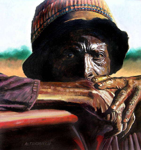 Black Farmer Poster featuring the painting Black Farmer by John Lautermilch