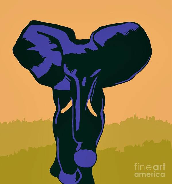 Pop Art Poster featuring the digital art Blue elephant modern pop art by Heidi De Leeuw