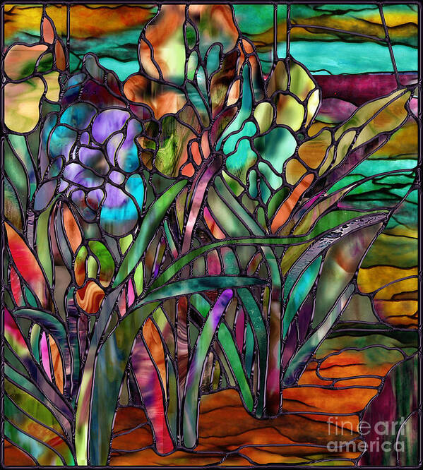Stained Glass Poster featuring the painting Candy Coated Irises by Mindy Sommers