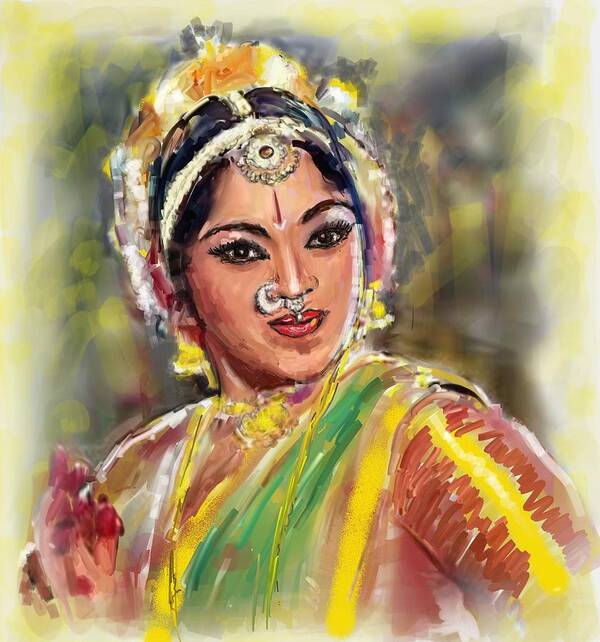 Padmini Poster featuring the painting Dancing Padmini by Usha Shantharam