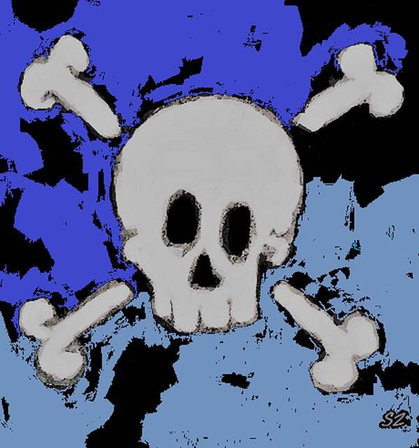 Skulls Poster featuring the digital art Denim Skull by Samuel Zylstra