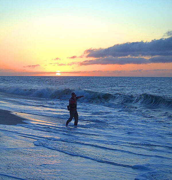 Surfcasting Poster featuring the photograph Fisherman by Newwwman