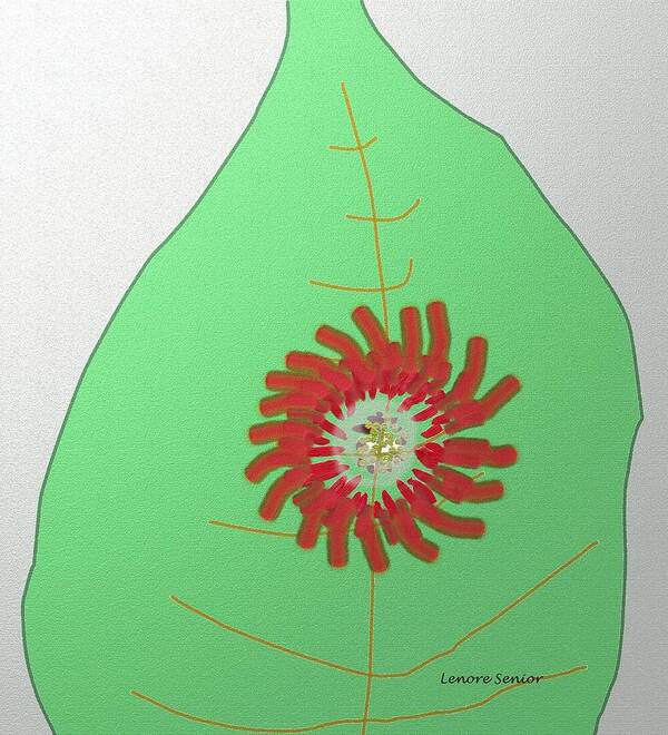 Abstract Poster featuring the painting Flower on the Leaf by Lenore Senior