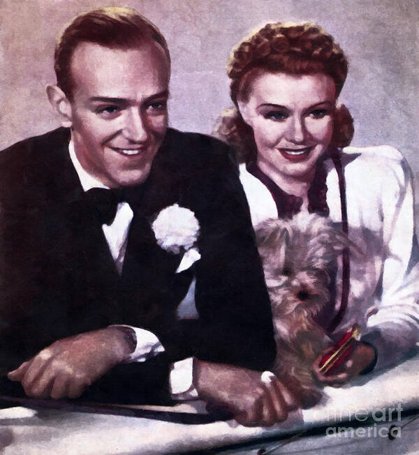Fred Astaire Ginger Rogers Movie Film Dance Dancing Dancer Star Stars Partners Painting Portrait Poster featuring the painting Fred Astaire and Ginger Rogers by Vincent Monozlay