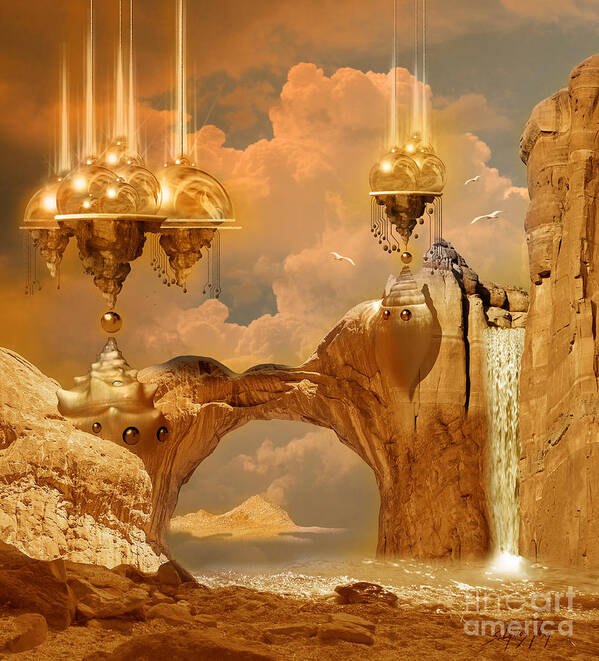 Digital Poster featuring the digital art Golden City by Alexa Szlavics