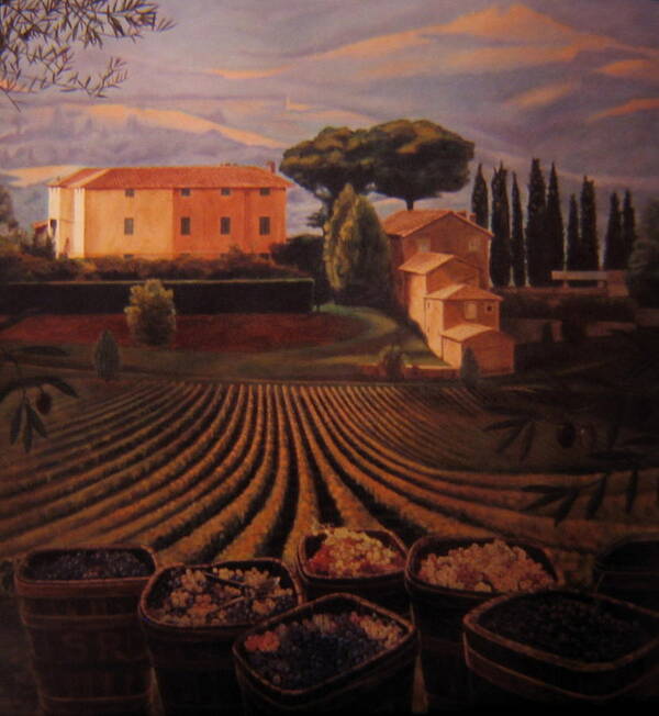 Tuscany Poster featuring the painting Harvest by Keith Gantos