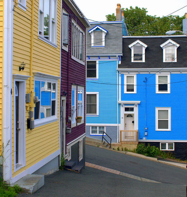 Blue And Yellow Houses Poster featuring the photograph House on hill by Douglas Pike