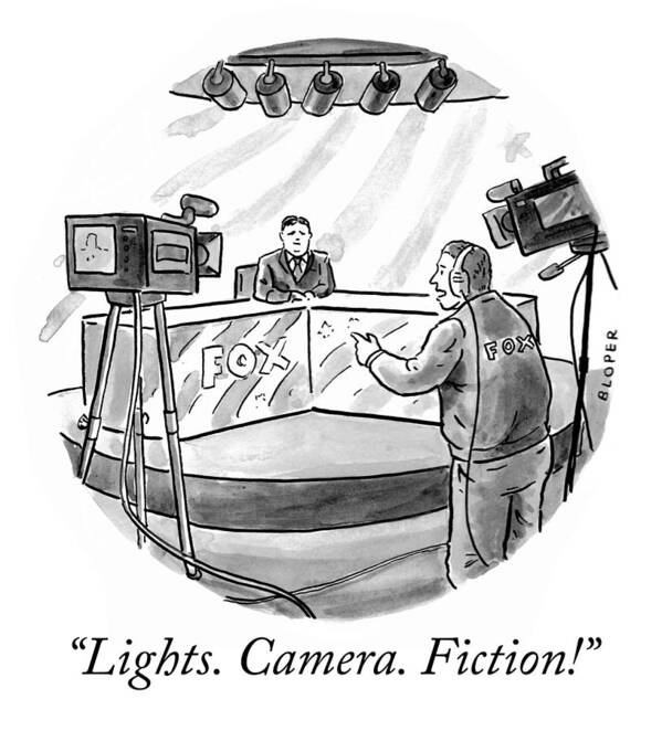Lights. Camera. Fiction! Poster featuring the drawing Lights Camera Fiction by Brendan Loper